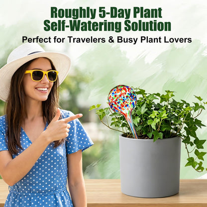 Brajttt Plant Watering Globes Automatic Glass Watering Bulbs, Glass Ball Planter, Decorative Garden Watering Plant Watering Bulbs with 8-Pack, 2.87 inch Diameter