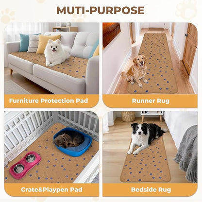 Fostanfly Washable Dog Pee Pads, 1 Pack 24''x96''(2x8ft) Runner Rug, Brown | Machine Washable & Reusable, Strong Absorbent, Leak-proof & Waterproof, Non-Slip, Runner Rug for Hallway, Entryway, Bedroom