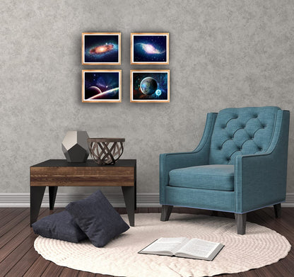 Universe Starry Sky Wall Art Outer Space Fantastic Nebula Galaxy Painting Pictures ，for Bedroom, Living Room, Bathroom Decor ，Posters for Kids, Boys or Girls Room ，Set of 6 （ 8" x10" ） Unframed