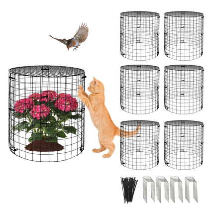 6 Pack Plant Protectors from Animals with Cover, 18PCS 12.6"x11.8" Metal Wire Mesh Cage with Stakes Garden Protection for Rabbits, Chicken, Duck Bunny Barricades for Vegetables, Seedlings and Flower