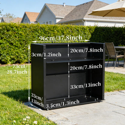 38"X13" X 30" Outdoor Planter Block Tall Rectangular Skinmy, Black Metal Patio Planters for Privacy Screen Planter Box Front Porch Adjustable with Drainage Holes & Rust-Proof Coatin (Black, 1)