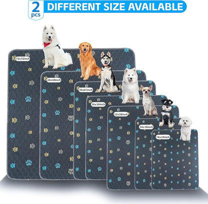 Aitmexcn Washable Puppy Dog Pee Pad, 2PCS 100% Waterproof Whelping Training Mat for Puppy/Senior Dog, Fast Drying Reusable Puppy Pads for Indoor, Outdoor and Car Travel- 36'' x 41''