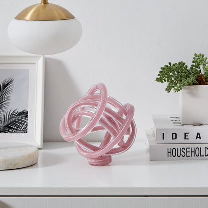 Nox Modern Glass Knot Loop Abstract Tabletop Sculpture