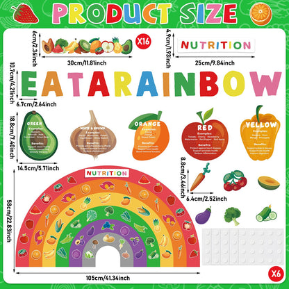 Eat A Rainbow Bulletin Board Set Healthy Food Fruit Vegetable Classroom Decoration Nutrition High Fiber Foods Cutouts Healthy Eating Board Border for Back to School Chalkboard Wall Decor Supplies