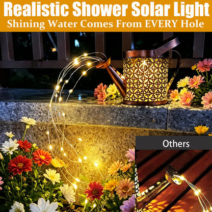 Solar Lanterns Outdoor Waterproof,Metal Watering Can Garden Decor Ornaments,Yard Art Hanging Path Lights,Outside Patio Decorations,Gardening Birthday Gifts for Mom Grandma Women,with Hook, Large