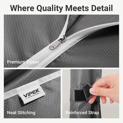 VIPEK V5C Portable Bedroom Armoires Wardrobe Closet with Cover, Heavy Duty Adjustable Clothing Rack, White Metal with Grey Oxford Fabric, 68.9" Lx15.7 Wx76.4 H