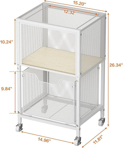 Tiaoheka Rolling File Cart, Mobile File Cabinet with Wheels Hanging Files, Hanging File Organizer Fit Letter/Legal Size Beside Under Desk for Office, Home White（Patent Pending）