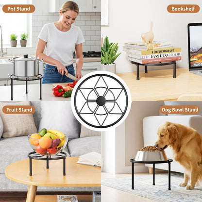 NQW 5 Pack Plant Stand Metal Flower Pot Stand Holders Indoor Tall Plant Rack Plant Round Black Plant Shelf For Patio, Living Room, Garden, Balcony(BlackDiamond)
