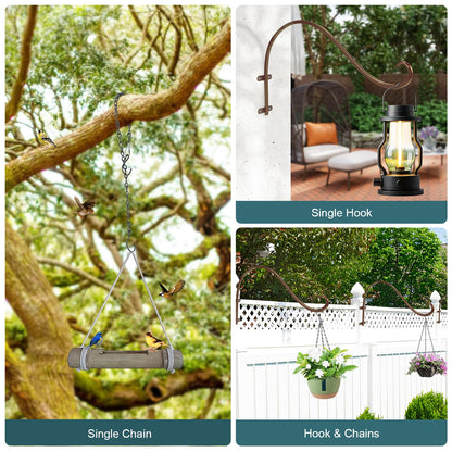 Plant Hangers Outdoor, 4 Pack 12 Inch Plant Hooks for Wall Metal Plants Hanging Bracket for Bird Feeder, Flower Baskets, Wind Chimes, Lanterns, Indoor Outdoor, Bronze