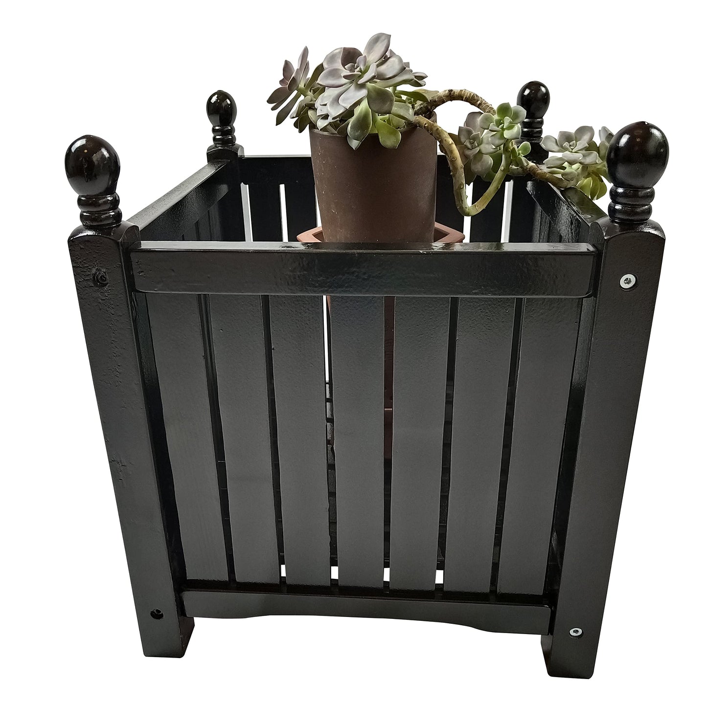 Yuanzaifeng Durable Outdoor Square Wooden Planter Box – Ideal for Garden, Porch, and Patio Flower, Herb & Vegetable Planting – Easy Assembly with Included Hardware & Instructions (Black)