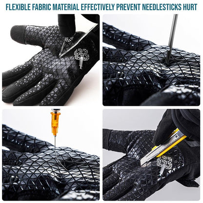 TAILI Level 3 Needle, Level 5 Puncture Resistant Work Gloves for Gardening, Touchscreen, Breathable, Grip Enhanced A7 Cut Resistant Safety Gloves, Black, Medium (M), 1 Pair