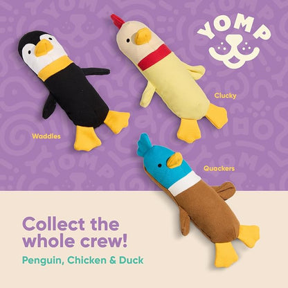 Yomp Plush Duck Dog Toy – Durable Stuffed, No Squeaker Dog Toys with Natural Canvas and Crinkle Paper – Interactive Stuffed Animal for Dogs (Quacker)