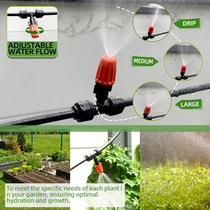 Spalolen 10PCS Push-to-Fit Drip Irrigation Micro Spray Emitters for 1/4 inch Irrigation Tubing, Three-Way Adjustable Atomizing Nozzle, Irrigation Dripper Sprinklers for Garden Greenhouse Agricultural