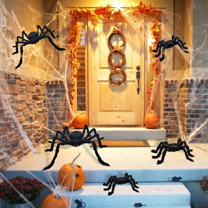 CH HAICHENG 5 Pcs Halloween Spiders Decorations, Realistic Spiders Halloween Decor Indoor Outdoor