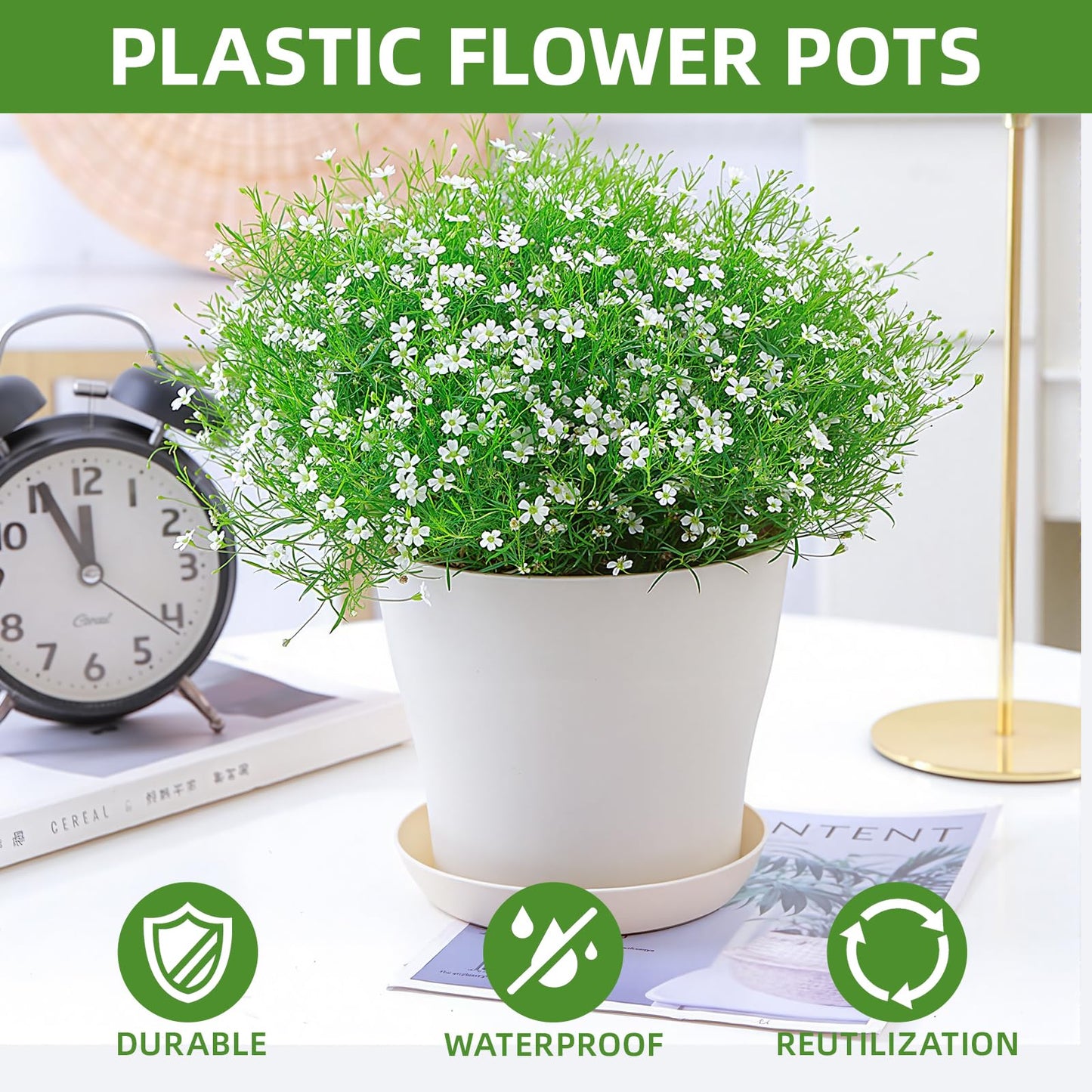 SeewtLice 100 Pcs 3.3 Inch Plastic Flower Plant Pots with Drainage Holes & Saucers for Indoor Outdoor Garden Planting, Nursery Pots for Succulents, Herbs, Seeds, African Violets, Cactus