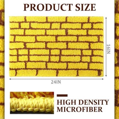 Tinideya 16 x 24 Yellow Brick Bathroom Mat Brick Stone Wall Non Slip Road Rug Cute Aesthetic Carpet Microfiber Absorbent Bath Rug Halloween Wizard Party Decorations for Bathroom Bathtub Shower Bedroom