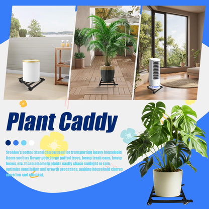 Srehloe 12 Inch Plant Caddy with Wheels Lockable Heavy Duty Trolley Large Metal Square Plant Dolly Plant Roller Base Potted Stand Suitable for Indoor Outdoor Plant Pots Black