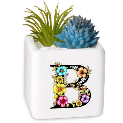 BJDAMAI Succulent Planter Flower Plant Pot Small, Girls Stuff Decor Item Accessories Things Merchandise Gift Essentials Aesthetic (Letter B)