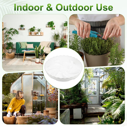 M METERXITY 4-Pack Plant Saucer, 6.9 Inch/17.5 cm Plastic Plant Trays Thicker for Pots/Indoor/Outdoor/Water Drainage and Protection, Flowerpot Drip Tray [White]