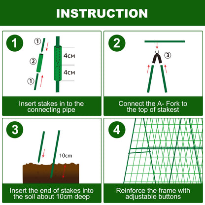 2 Packs 48" x 48" Foldable Cucumber Trellis for Raised Bed- A-Frame Garden Trellis for Climbing Plant Outdoor with Climbing Net & Plant Support Clip for Outdoor Plants Zucchini Vegetables Flowers