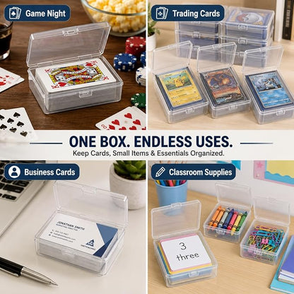 APACALI 30 Pack Card Storage Box, Clear Plastic Playing Card Case, 1.2mm Thick Snap-Tight Deck Boxes for Sleeved Trading Cards, Business Cards, Game Cards, 3.8 x 2.7 x 0.94 in