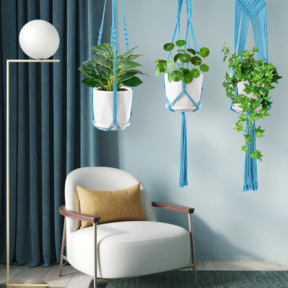 SFENNGPET Macrame Plant Hangers, 6Pack Hanging Planters for Indoor Plants w/ 6 Set Hangers Kit Handmade Macromay Plant Hangers Indoor Flower Pots Holder Stand for Boho Home Décor (POTS NOT Included)