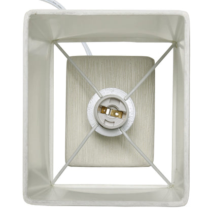 Simple Designs LT2072-OFF Petite Faux Stone Table Lamp with Fabric Shade, Off White with White Shade