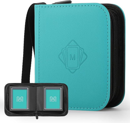 1 Pocket Toploader Binder Holds 40 Cards with 20 Sleeves Collectible Trading Card Album, for 3x4 Toploaders Hard Cases for TCG, MTG, Sports, Baseball, Football, Small Sports Card Book (1Cyan)