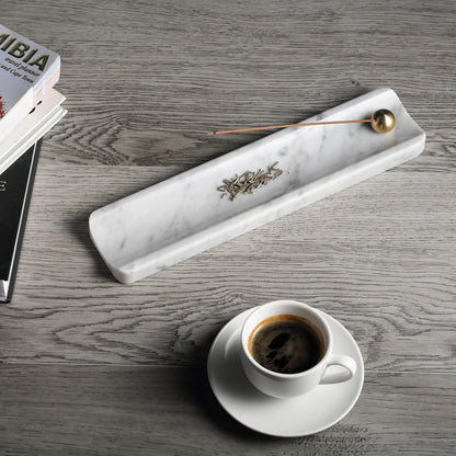 Koville Italian Carrara Natural Marble Incense Holder, Incense Holders for Sticks, Incense Burner Holder, Ideal for Meditation and Relaxing, Easy to Clean(Bianco Carrara)