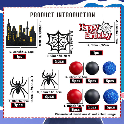 48Pcs Superhero Birthday Cake Decoration Superhero Party Favors Cupcake Cake Decoration Spider Cake Decoration