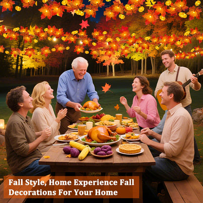 3 Pack & Timer Fall Decor Fall Garland with Pumpkin Lights Fall Decorations for Home, 30Ft 60LED Patented Enlarged Maples Leaves Battery Operated Pumpkin Garland Indoor Outdoor Halloween Decorations