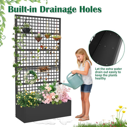 Toriexon Metal Planter Box with Trellis 36" L x 16" W x 72" H, Raised Garden Bed with Privacy Screen, Privacy Planters for Climbing Plants, Flowers, Vegetables, Fruits
