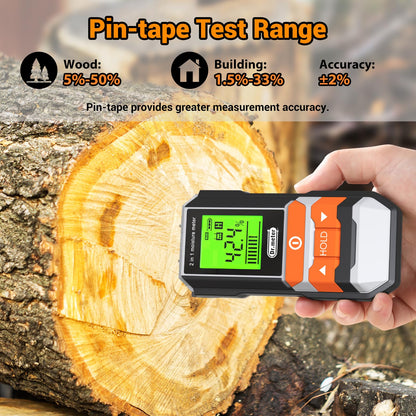 Wood Moisture Meter, 2 in 1 Pin & Pinless Moisture Tester, Digital Humidity Sensor Detector for Wood Firewood Drywall Floor Woodworking, Water Leak Detector for Building Home