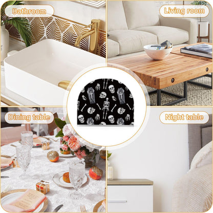 YNNALE Gothic Skull Skeleton Coffin Black Napkin Holder for Table Acrylic Cocktail Napkin Holders Decorative Tissue Dispenser Vertical Napkin Holder for Home Decor Kitchen Dining
