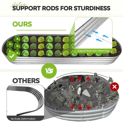 ZORMY Galvanized Raised Garden Bed 2 Pack, 8x2x1ft Oval Metal Planter Box Outdoor with Support Rods & Corner Protection, Planter Beds for Vegetables, Fruits, Flowers (Silver)