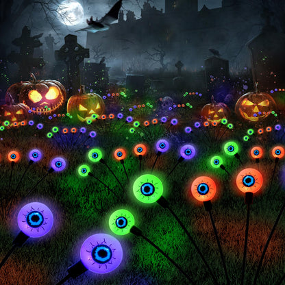 Floating Scary Eyeballs Solar Garden Lights for Halloween Decorations Outdoor, Swaying Firefly with 2PACKS 12LED Magic Eyeballs Halloween Ghost Lights,Solar Eyeballs Path Lights for Lawn/Ghost Decor