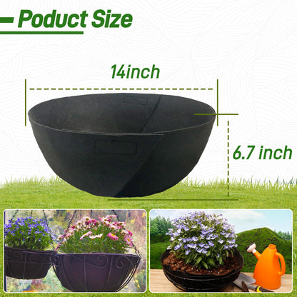 Sumloty 4 Pack 14 Inch Fabric Planter Basket Liner- Felt Flower Pot Liners Replacement Coco Fiber Liner for Hanging Basket Flowers Round Hanging Basket Liners Prevent Birds from Nesting