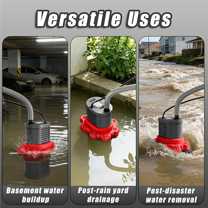 AgiiMan Pool Cover Pump Above Ground - 850 GPH Submersible Water Pump for Pool Draining, Portable Small Sump Pumps with 16' Drainage Hose and 25' Power Cord, 3 Adapters, Black