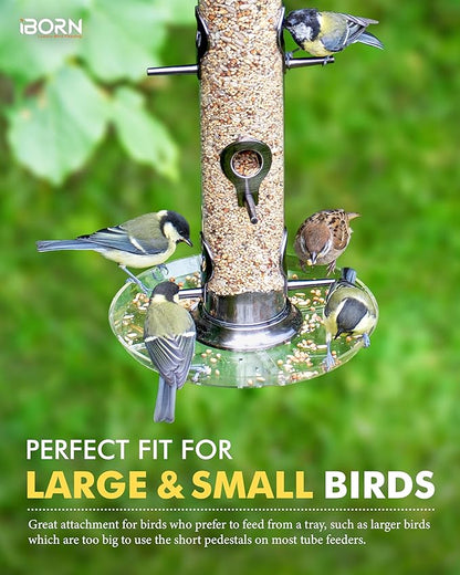iBorn Bird Feeders Seed Catcher for Outside Hanging 6 Port Bird Feeder for Cardinal Birds Aluminium Metal,Brushed Black Nickel Finishing 14 Inch 6 Port (Seed is not Included)
