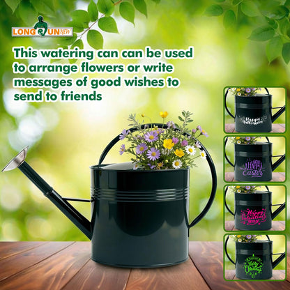 Galvanized Iron Watering Can for Indoor Plants, Oval Watering Cans for House Plant Garden Flower, Long Spout Water Can for Outdoor Watering Plants 9.46L 2.5 Gallon