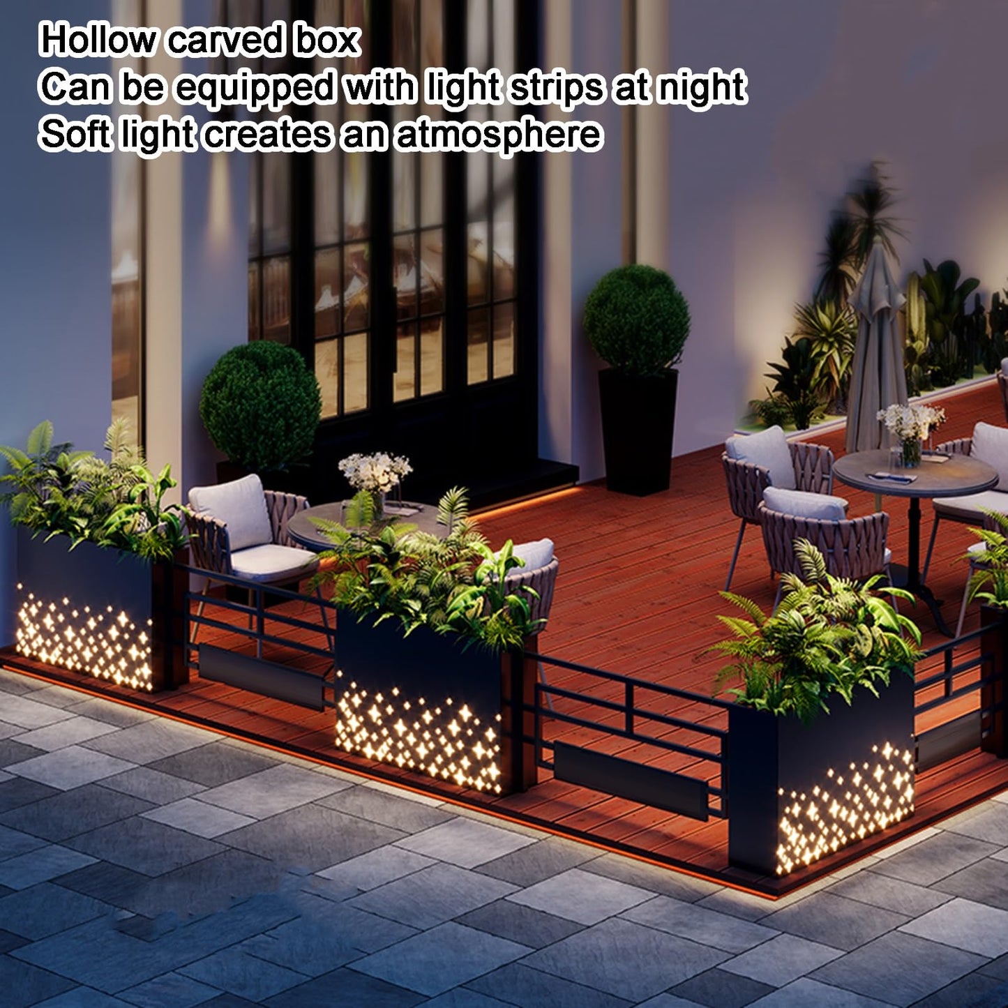 YJEUZCD Metal Rectangular Planter Box, Outdoor Spliced Flower Box with Partitions, Restaurant Garden Screen Divider, Commercial Dining Table Low Fence(A-120x80cm/47.2x31.4in)