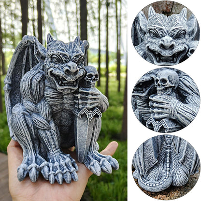 qumHmup Gargoyle Sculpture Figurine,Gothic Stone Decor Statue,Indoor Patio Yard Lawn Porch Decor, Gothic Sculpture Ornament