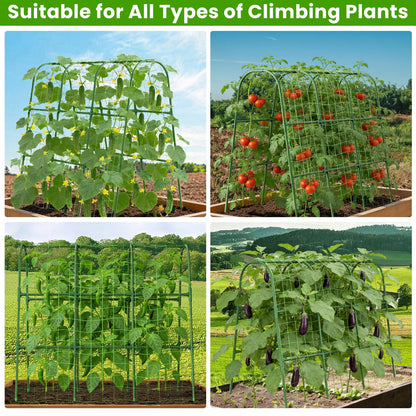 Cucumber Trellis for Raised Bed, U-Shape Garden Trellis for Climbing Plants Outdoor, Metal Arch Vegetables Trellis, Plant Support for Grape Vine Beans Squash Peas Flower