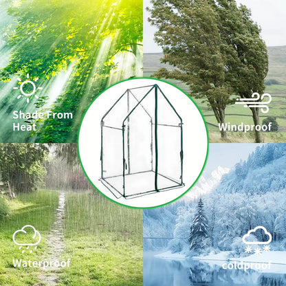 GreenGiggle Portable Greenhouse for Outsides, 36x36x59 Inch Green House Tent with PVC Cover, Garden Plant Protector with Zippered Door for Vegetables Flowers Fruits Herbs