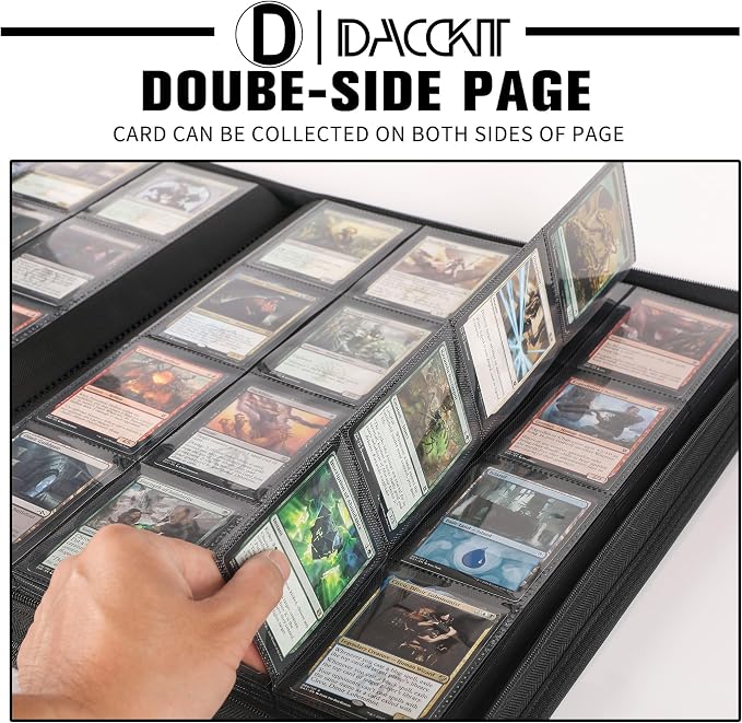 D DACCKIT Card Binder 16 Pocket - Fits 1024 Cards，4X4 Ringless Card Album with Sleeves for Trading Cards & Sports Cards（Model A，Classic Turquoise）