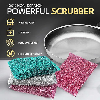 Dish Sponges for Kitchen (6 Pcs Pack) - Non Scratch Scrubbers for Cleaning Dishes - Reusable Dish Sponge Scrub Pads for Dishwashing & Washing - Household Scrubber Supplies & Tool for Pots, Pans, Sink