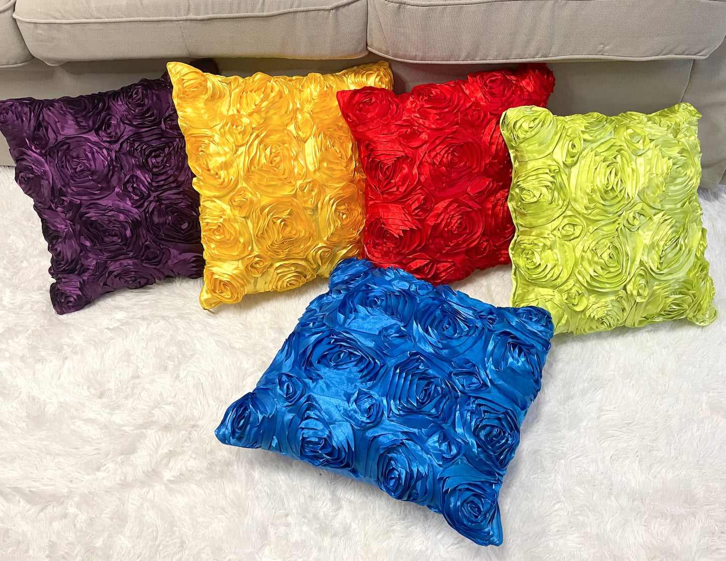 iMaylex Soft Decorative Satin Rose Throw Pillow Covers for Easter Lumbar Fall Sofa Couch Bed Cushion Case, Living Room Bedroom Wedding Party Halloween Car Decor, Set of 2, 16'' x 16'', Grey