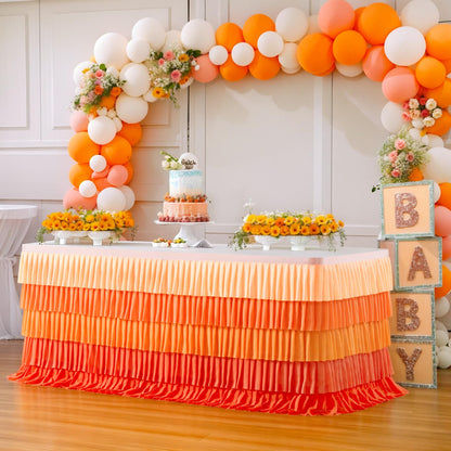 Orange Table Skirt Ruffle Fall Tablecloth for Rectangle Table 6ft Thanksgiving Christmas Birthday Party Baby Shower