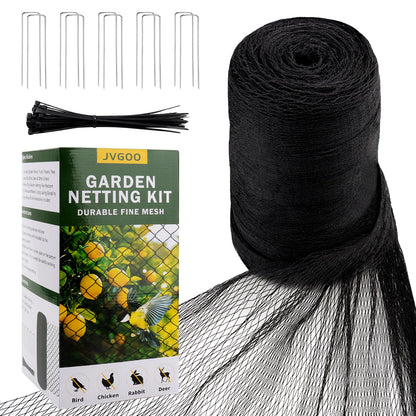 Jvgoo Bird Netting for Garden, 13 x 40 FT Bird Netting for Chicken Coop, Heavy Duty Garden Poultry Net Mesh with Ties and Staples for Fruit Trees Vegetables Against Birds, Deer, Squirrels