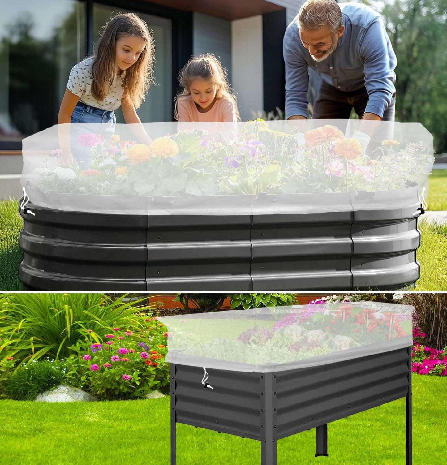 2 Pcs Garden Netting Pest Barrier for Raised Garden Beds, Garden Insect Mesh Netting Raised Bed Cover Screen Protection for Protecting Vegetables Fruits Flowers (Netting, for Cover a 4x2x1ft)
